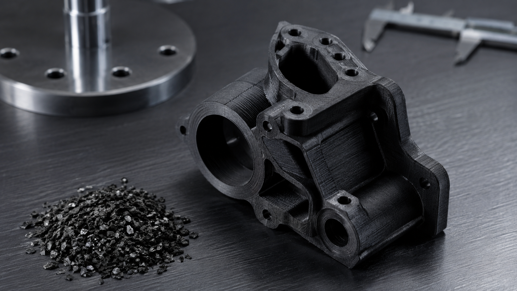 Carbon-fiber-reinforced polymer component under precision inspection lighting